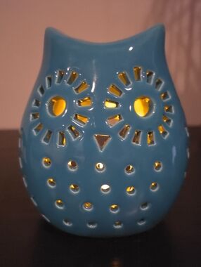 Ceramic Owl Votive Candle Holder - Blue